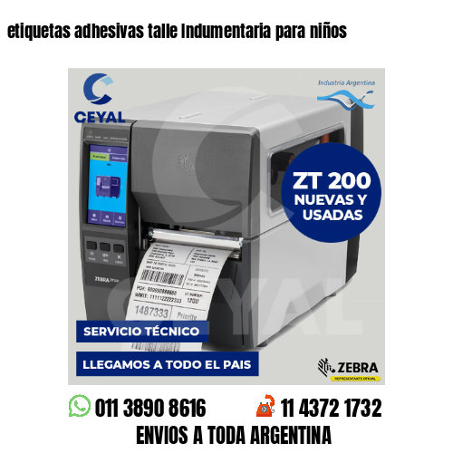 etiquetas adhesivas talle Indumentaria para niños