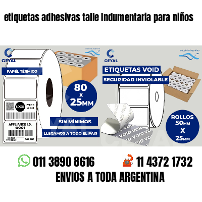 etiquetas adhesivas talle Indumentaria para niños