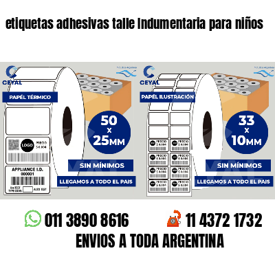 etiquetas adhesivas talle Indumentaria para niños