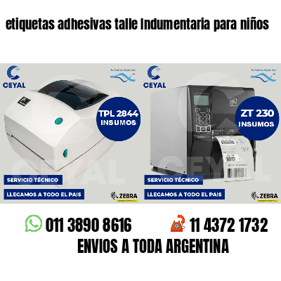 etiquetas adhesivas talle Indumentaria para niños