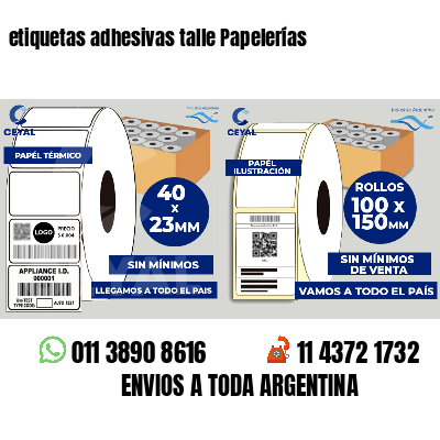 etiquetas adhesivas talle Papelerías