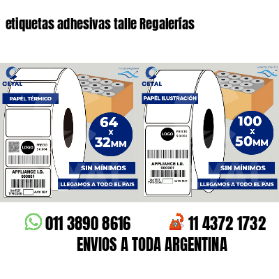 etiquetas adhesivas talle Regalerías