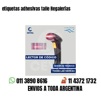 etiquetas adhesivas talle Regalerías