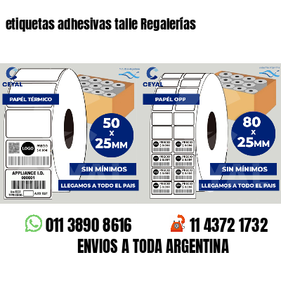 etiquetas adhesivas talle Regalerías