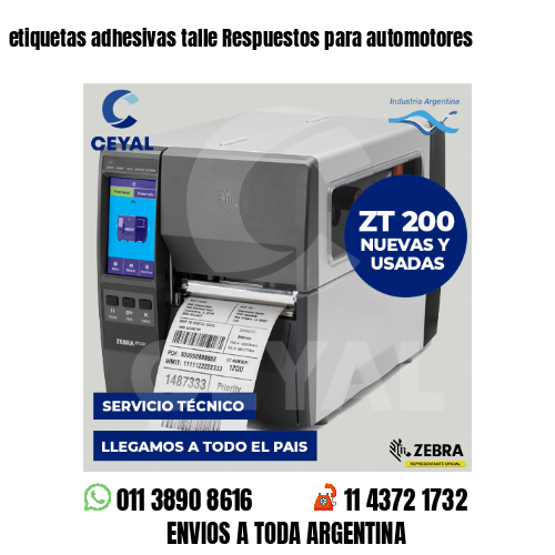 etiquetas adhesivas talle Respuestos para automotores