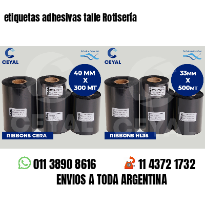 etiquetas adhesivas talle Rotisería