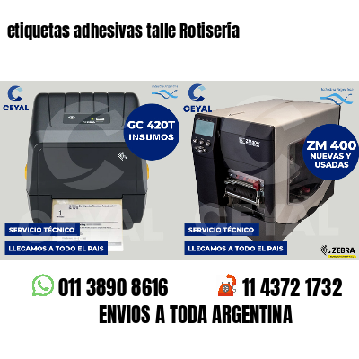 etiquetas adhesivas talle Rotisería