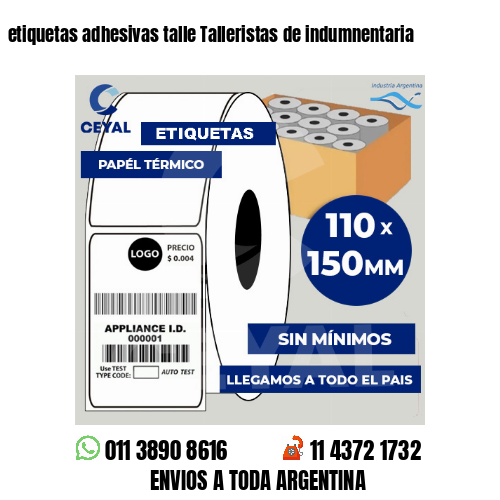 etiquetas adhesivas talle Talleristas de indumnentaria