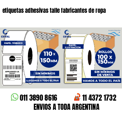 etiquetas adhesivas talle fabricantes de ropa