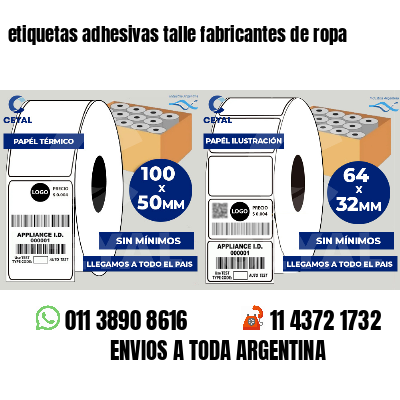 etiquetas adhesivas talle fabricantes de ropa