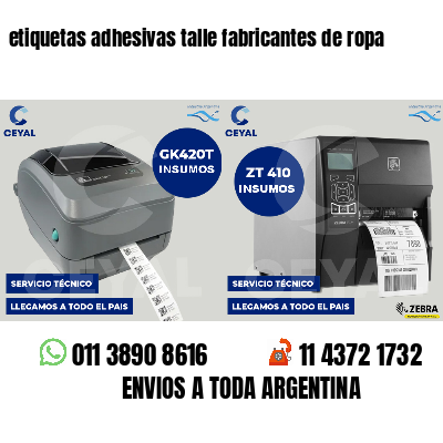 etiquetas adhesivas talle fabricantes de ropa