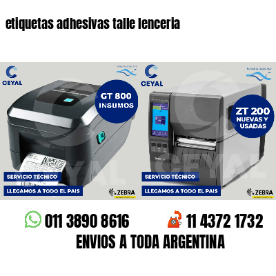 etiquetas adhesivas talle lenceria