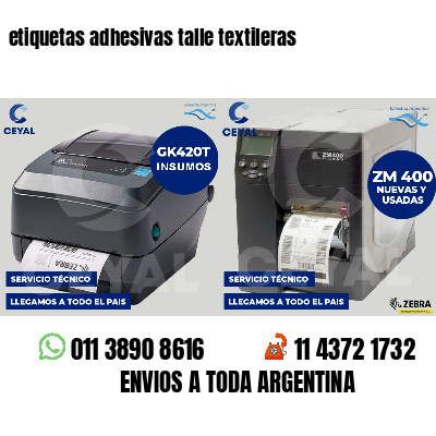etiquetas adhesivas talle textileras