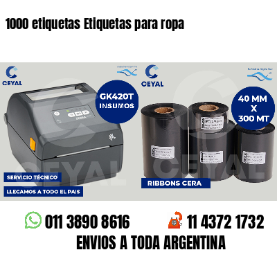 1000 etiquetas Etiquetas para ropa