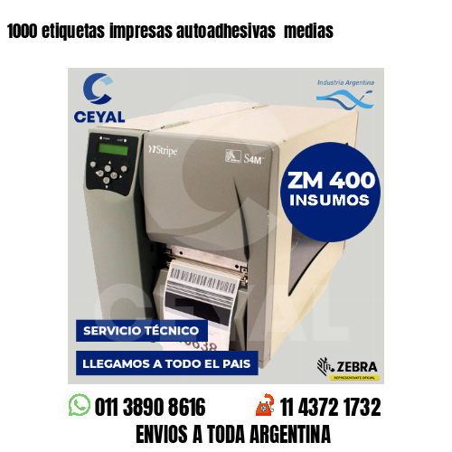 1000 etiquetas impresas autoadhesivas medias