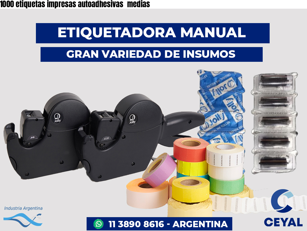 1000 etiquetas impresas autoadhesivas medias