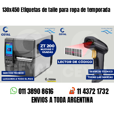 130x450 Etiquetas de talle para ropa de temporada