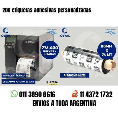 200 etiquetas adhesivas personalizadas