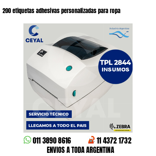200 etiquetas adhesivas personalizadas para ropa