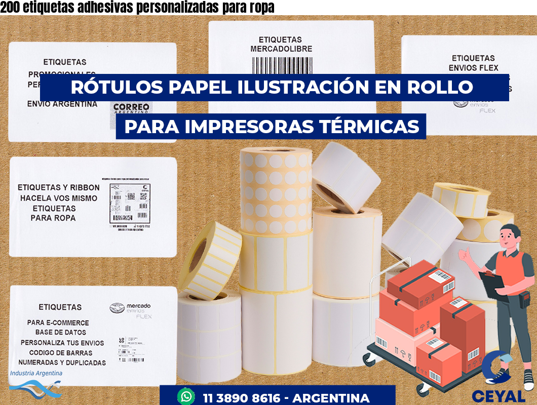 200 etiquetas adhesivas personalizadas para ropa