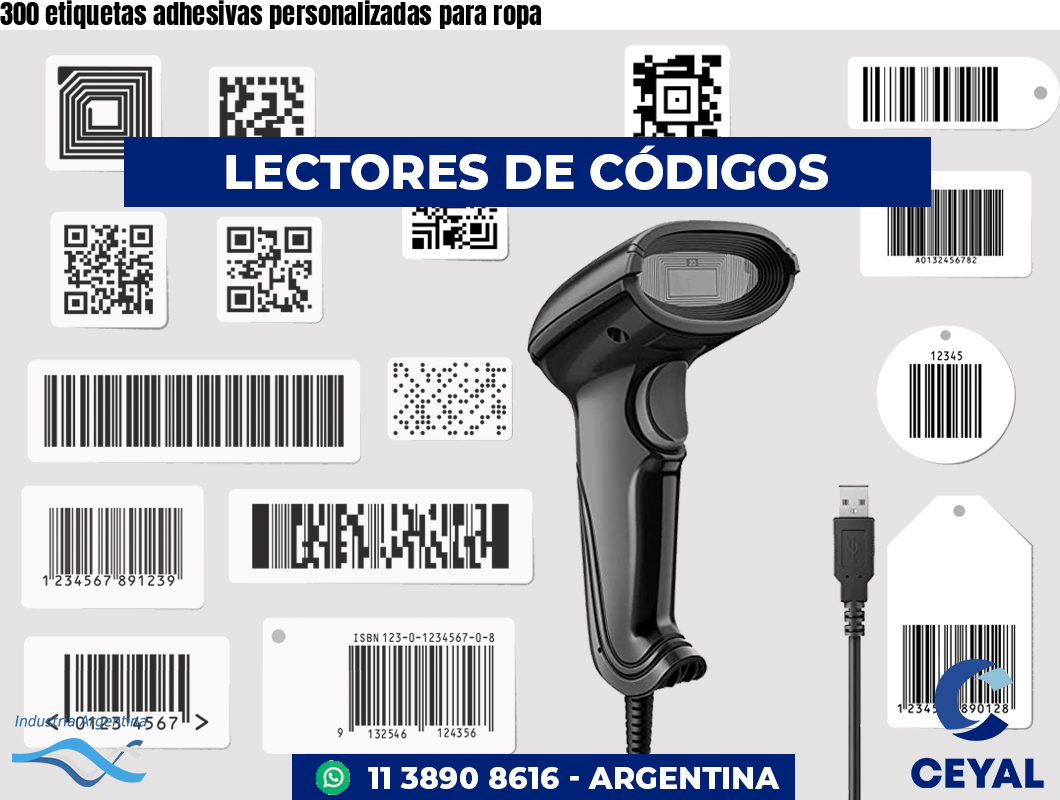 300 etiquetas adhesivas personalizadas para ropa