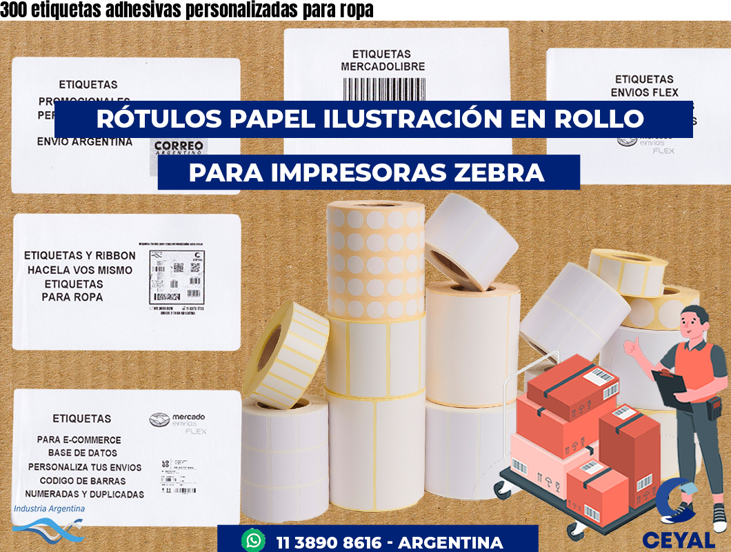 300 etiquetas adhesivas personalizadas para ropa