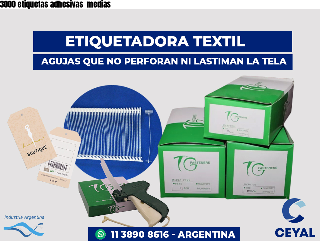 3000 etiquetas adhesivas  medias