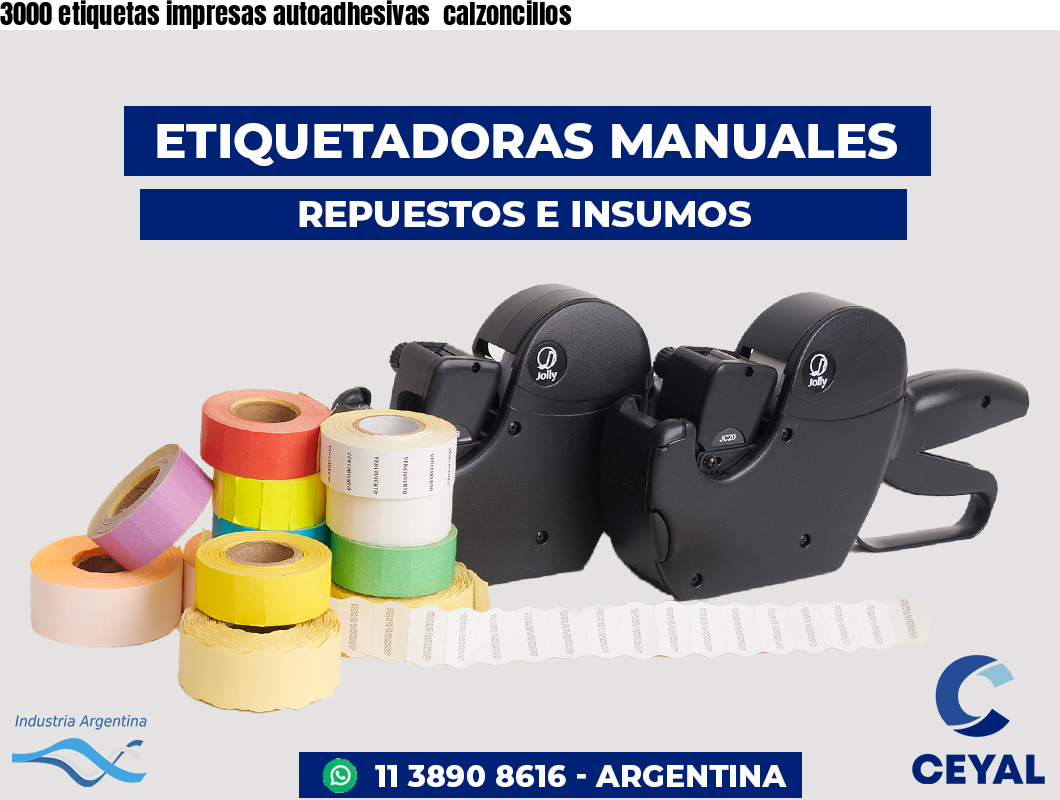 3000 etiquetas impresas autoadhesivas calzoncillos