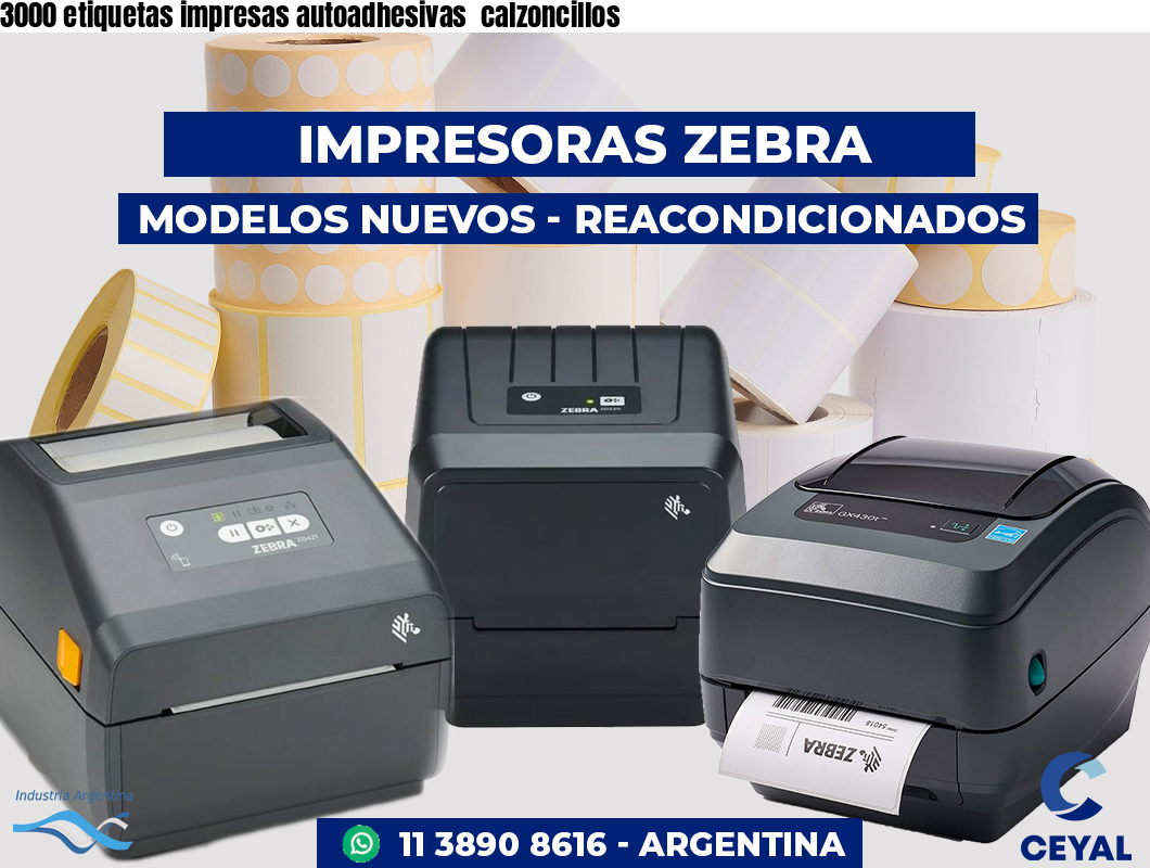 3000 etiquetas impresas autoadhesivas calzoncillos