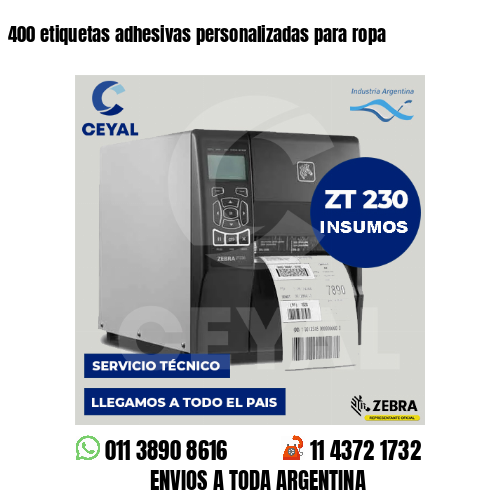 400 etiquetas adhesivas personalizadas para ropa