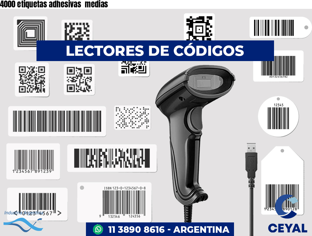 4000 etiquetas adhesivas  medias