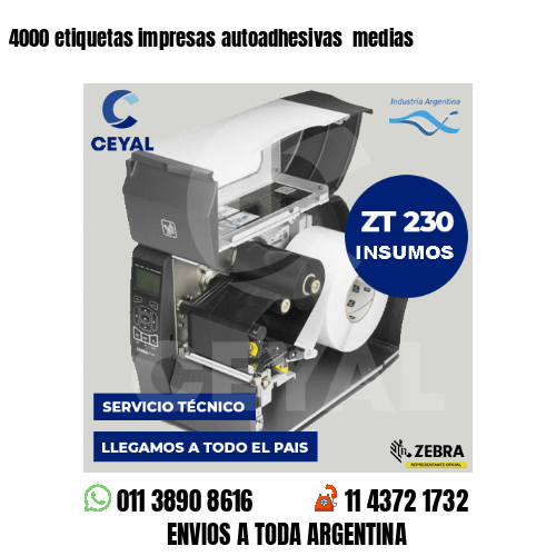 4000 etiquetas impresas autoadhesivas medias