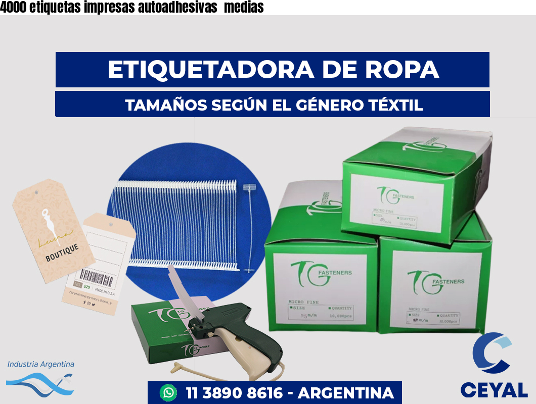 4000 etiquetas impresas autoadhesivas medias
