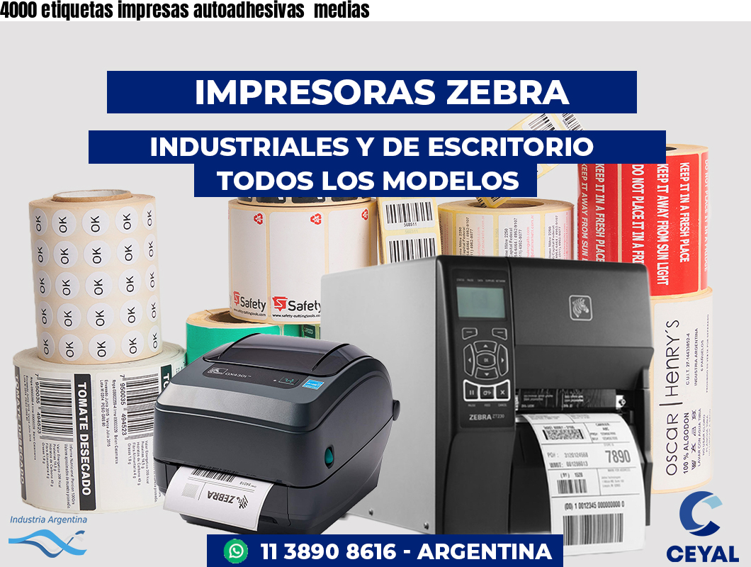 4000 etiquetas impresas autoadhesivas medias