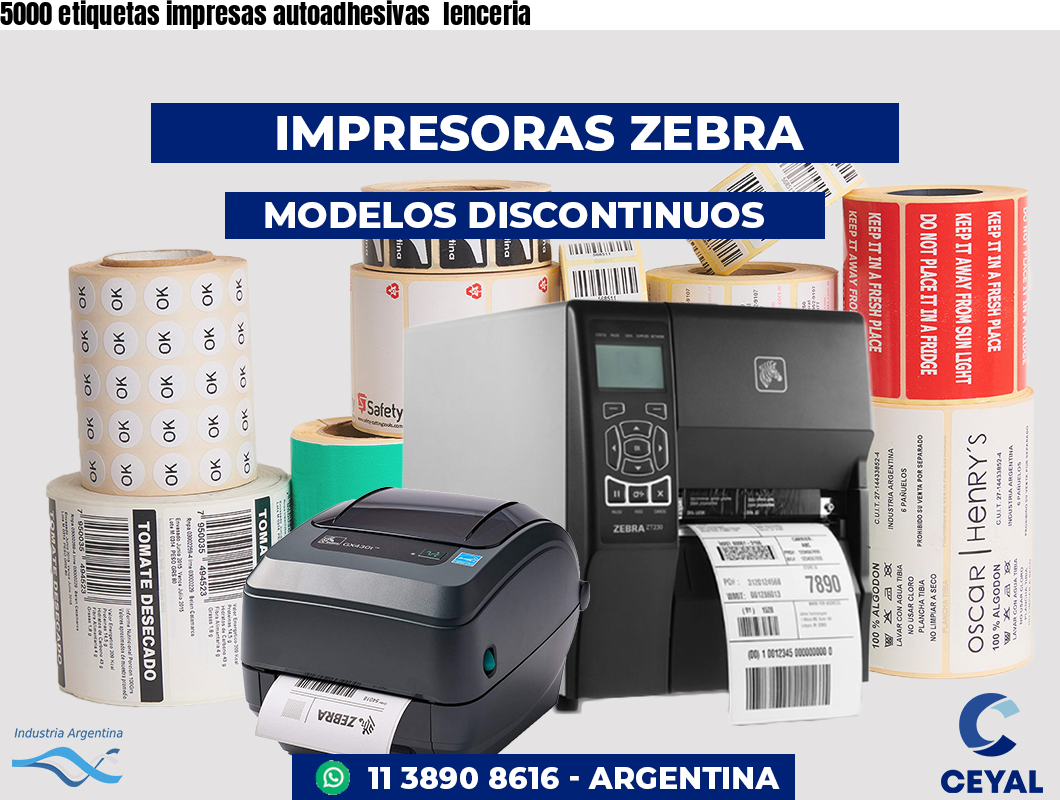 5000 etiquetas impresas autoadhesivas lenceria