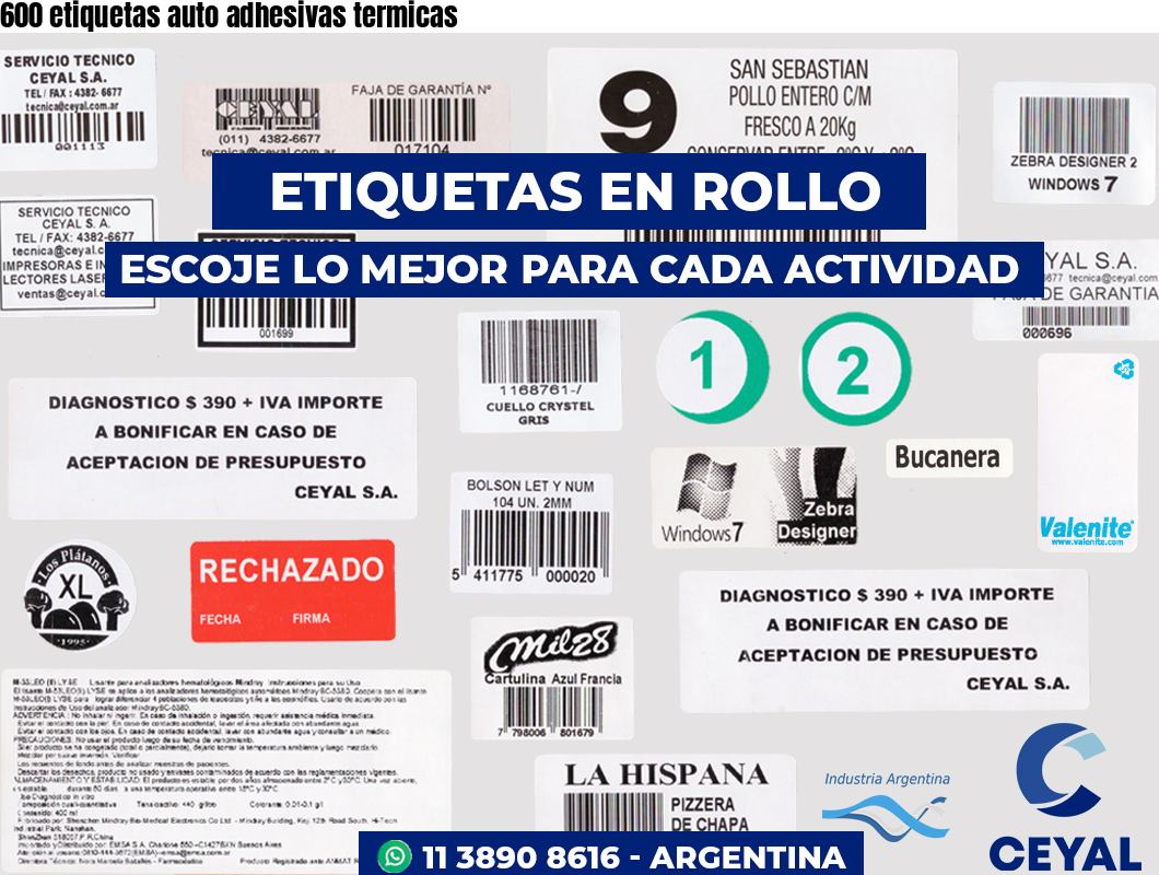 600 etiquetas auto adhesivas termicas