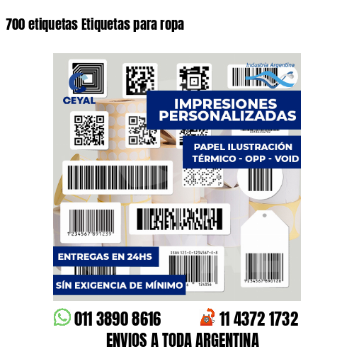700 etiquetas Etiquetas para ropa