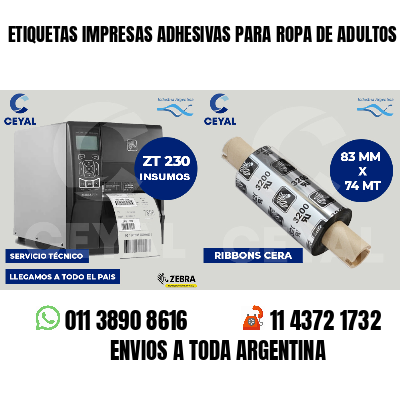 ETIQUETAS IMPRESAS ADHESIVAS PARA ROPA DE ADULTOS