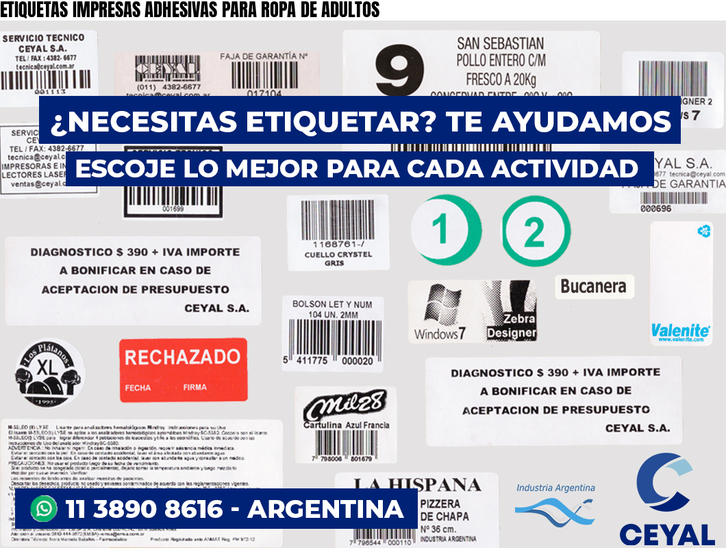 ETIQUETAS IMPRESAS ADHESIVAS PARA ROPA DE ADULTOS