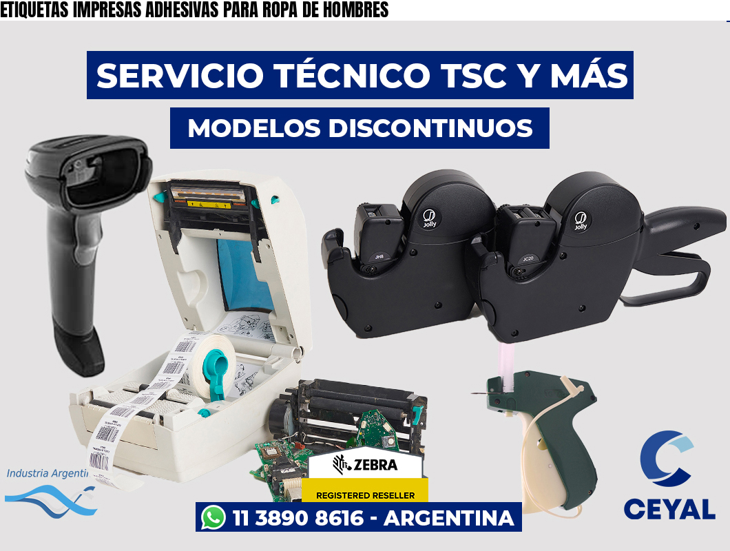 ETIQUETAS IMPRESAS ADHESIVAS PARA ROPA DE HOMBRES