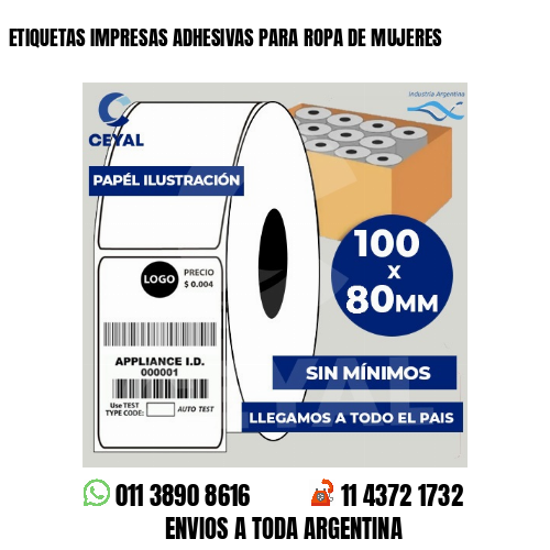 ETIQUETAS IMPRESAS ADHESIVAS PARA ROPA DE MUJERES