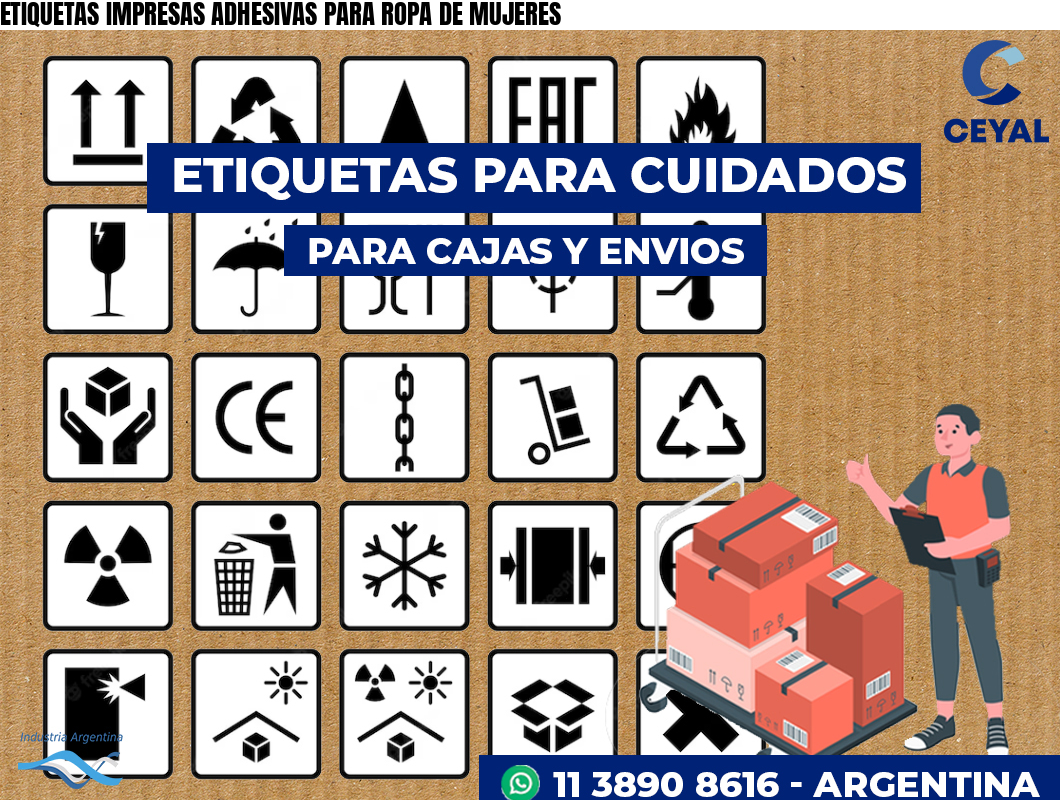 ETIQUETAS IMPRESAS ADHESIVAS PARA ROPA DE MUJERES