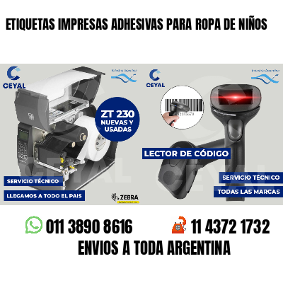 ETIQUETAS IMPRESAS ADHESIVAS PARA ROPA DE NIÑOS