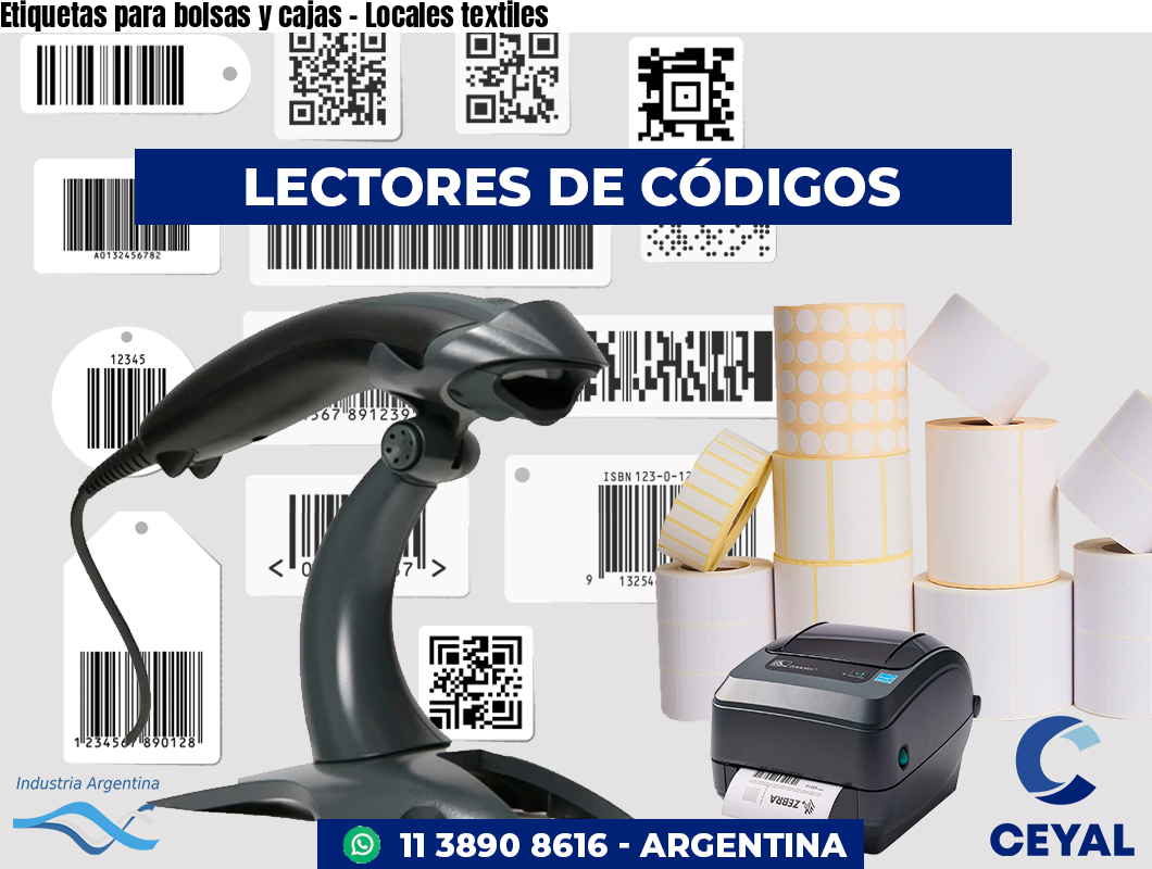 Etiquetas para bolsas y cajas - Locales textiles