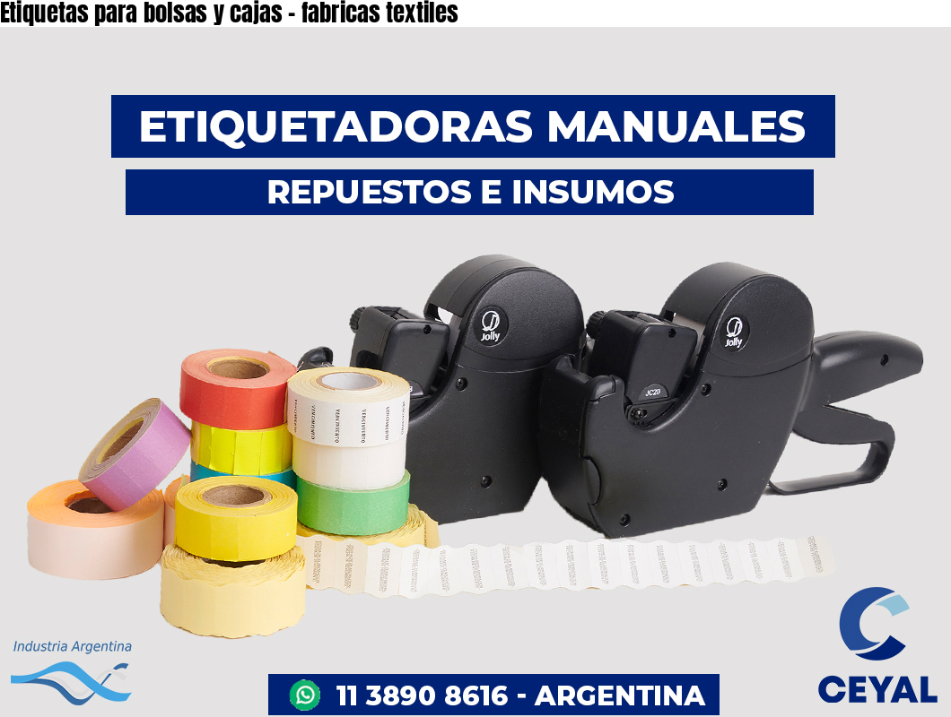 Etiquetas para bolsas y cajas - fabricas textiles