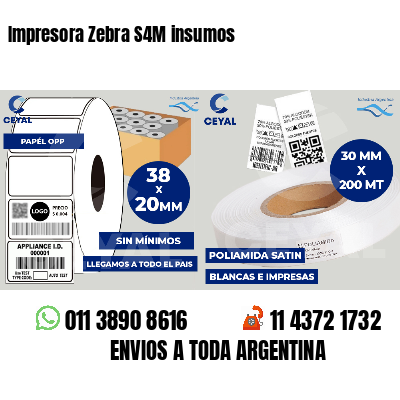 Impresora Zebra S4M insumos