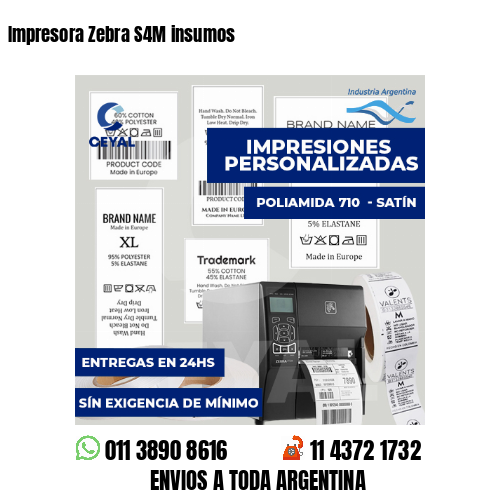 Impresora Zebra S4M insumos