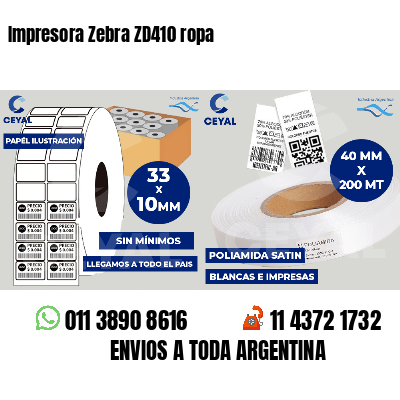 Impresora Zebra ZD410 ropa
