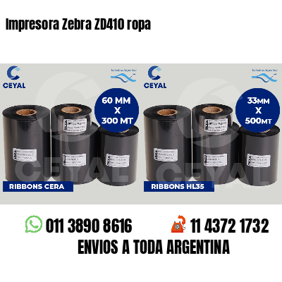 Impresora Zebra ZD410 ropa