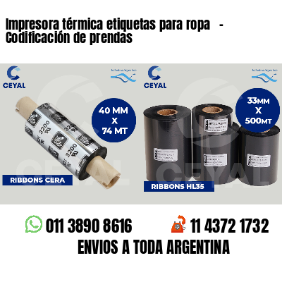Impresora térmica etiquetas para ropa   - Codificación de prendas
